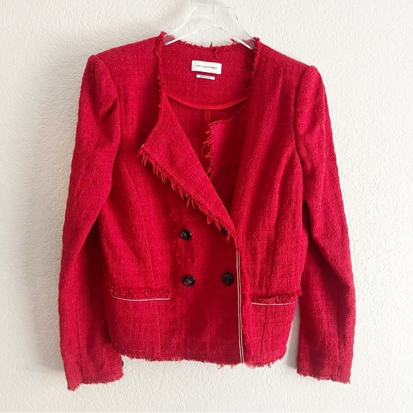 Isabel Marant Etoile Red Tweed Flenn Jacket Size 44 US 12 - Picture 2 of 10